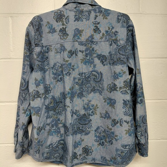 Krazy Kat Reversible Women's Size XXL Button Up Floral 100% Cotton Denim Look - Picture 2 of 11